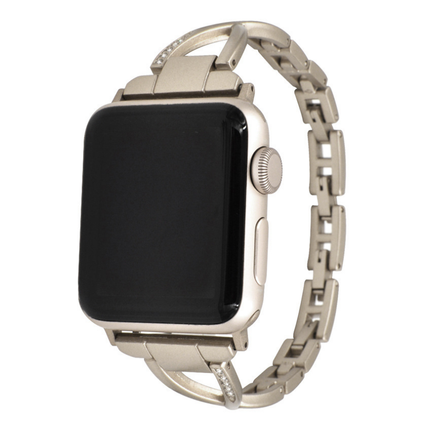 Correa para Apple Watch de acero inoxidable tipo X con diamantes