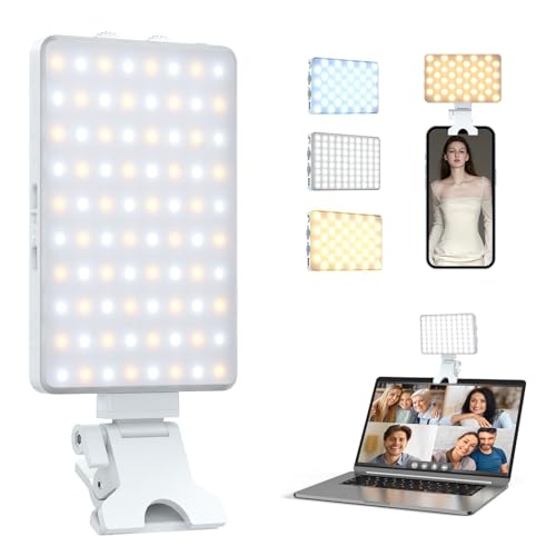 SHGUMITE Phone Selfie Light 80LED Phone Light with Front & Back Clip and 3 Light Mode Rechargeable Portable Video Light for Makeup Camera Live Stream Vlog