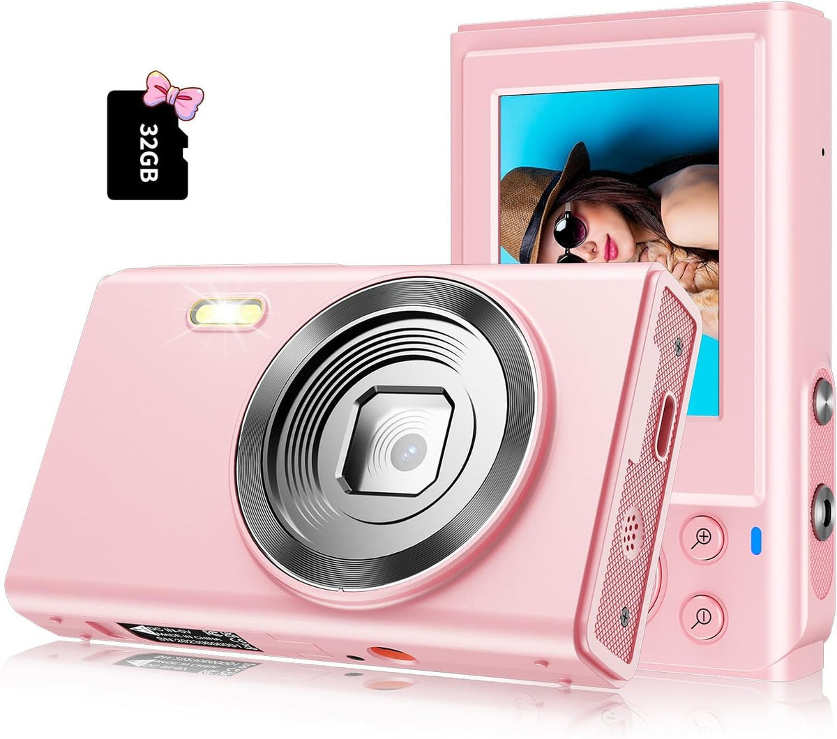 BOFIDAR Digital Camera 1080P FHD Kids Digital Camera with 32GB Card2 BatteriesSmall Pink Digital Camera Vintage Digicam Old Photo Camera Gift for Children Teen Girl Boy
