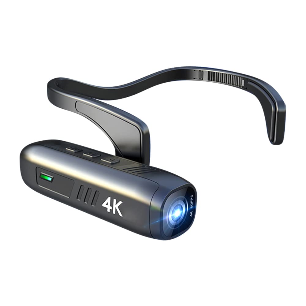 Camnoon 4K 30FPS Head Mounted Camera Wearable WiFi Video Camera Camcorder Webcam 120°Wide Angle Lens Anti-Shake Built-in Battery APP Control for Vlog Video Recording