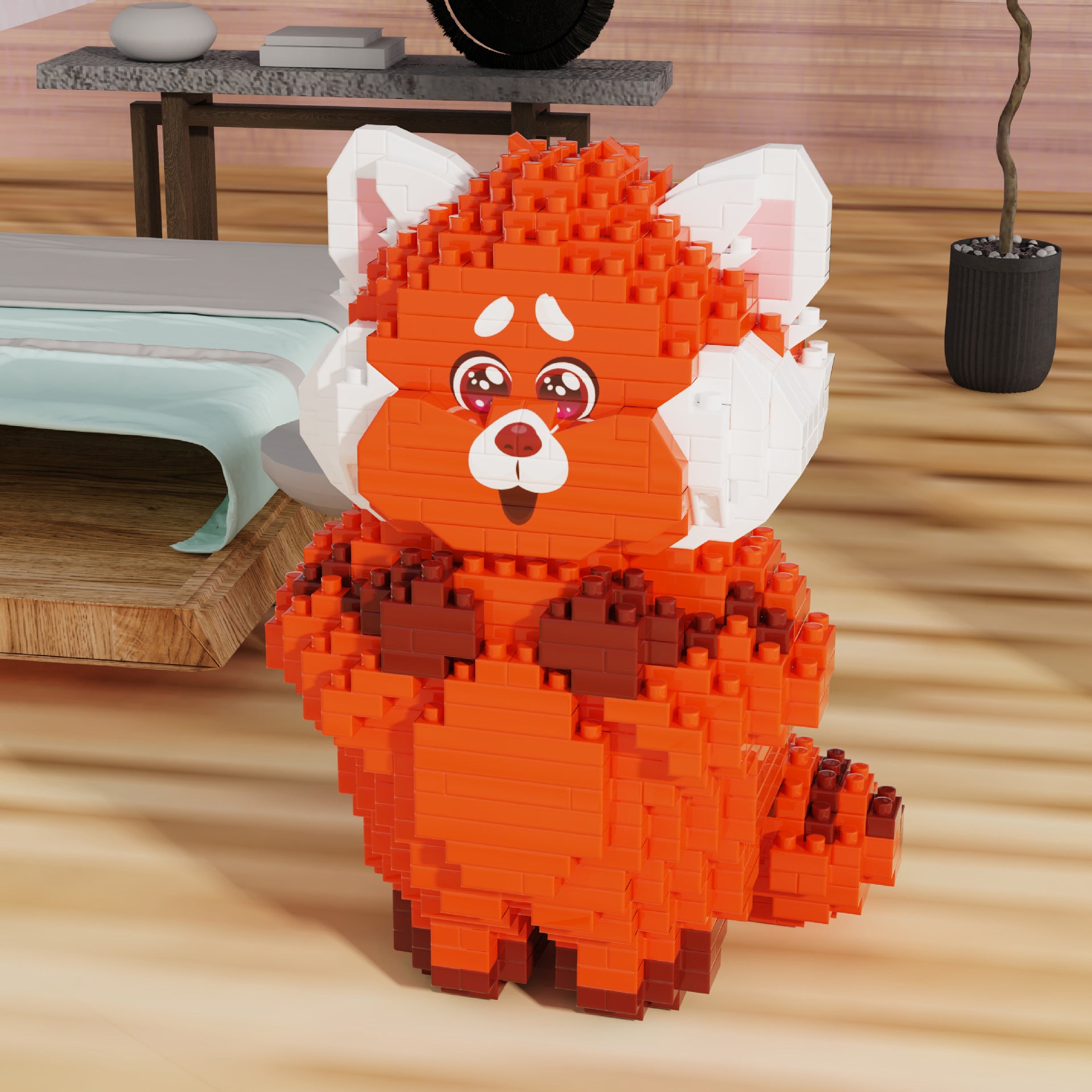 Cartoon Little Red Bear Building Block Puzzle Toy