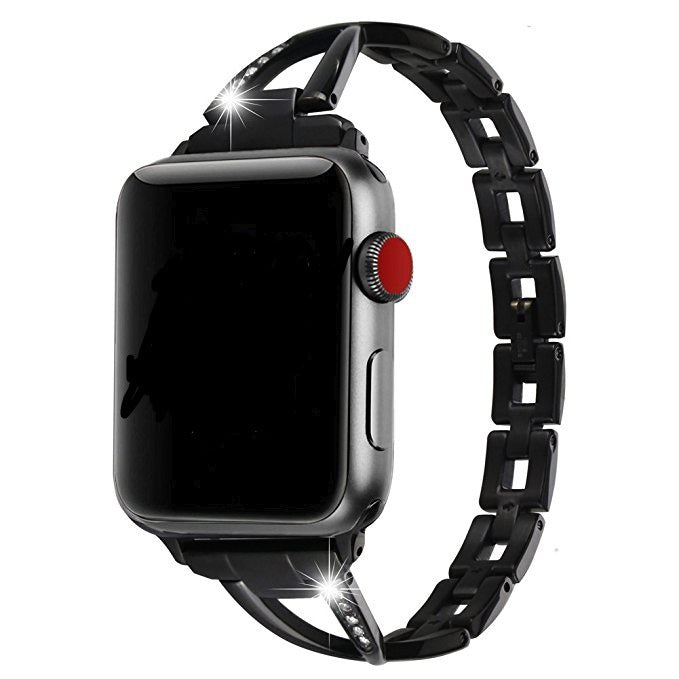 Correa para Apple Watch de acero inoxidable tipo X con diamantes