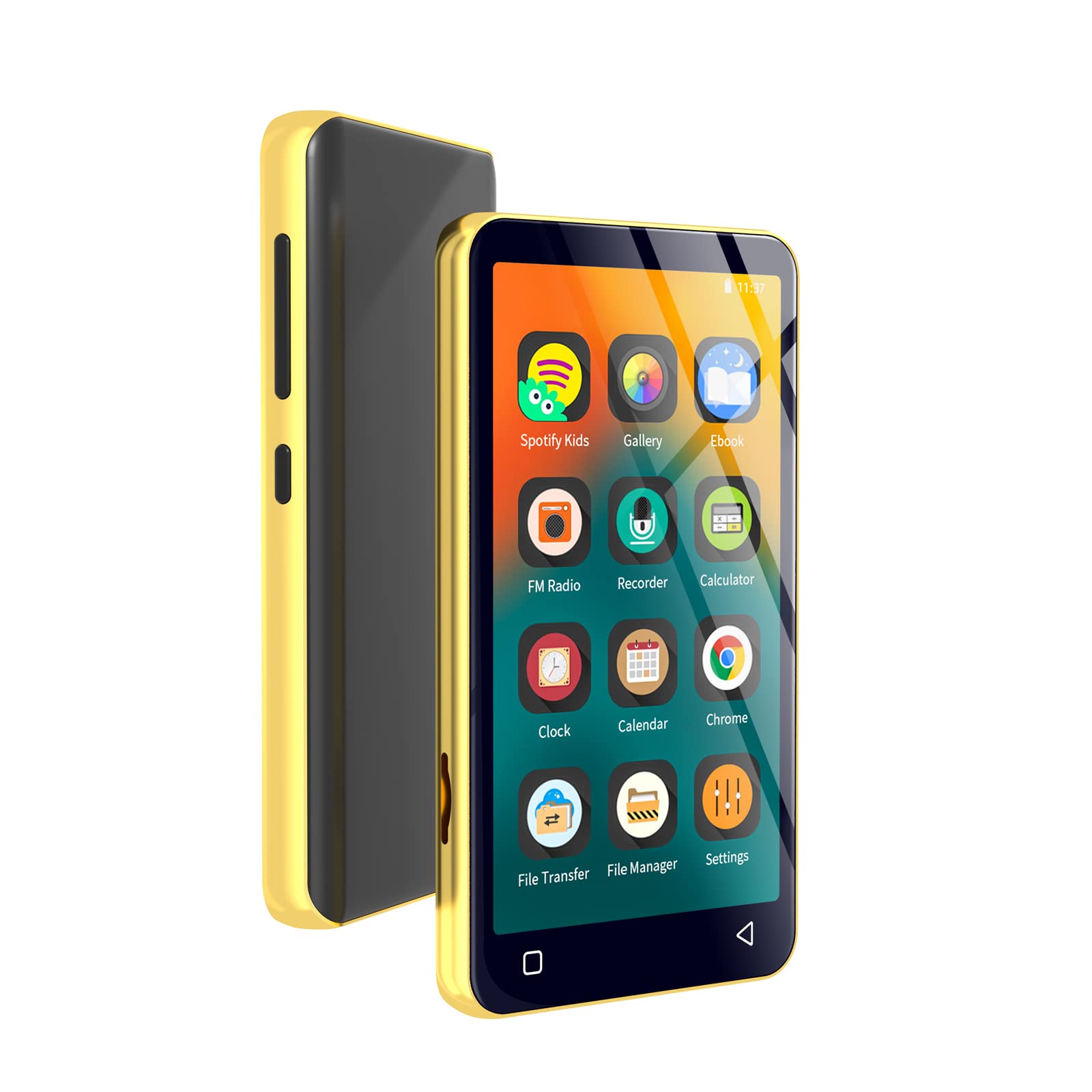 80GB MP3 Player with Bluetooth and WiFi MP4 MP3 Player with SpotifySpotify Kids，4" Full Touch Screen with Pandora Music Player with Audible，Android MP3 with Speaker (Gold_Black)