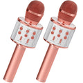 GIFTMIC 2 Pack Karaoke Microphone Bluetooth Microphone for Singing Wireless Microphones Toys for Girls Boys Adults Portable Kids Microphone 5 Year Old Girl Birthday Gift Ideas (Rose Gold)