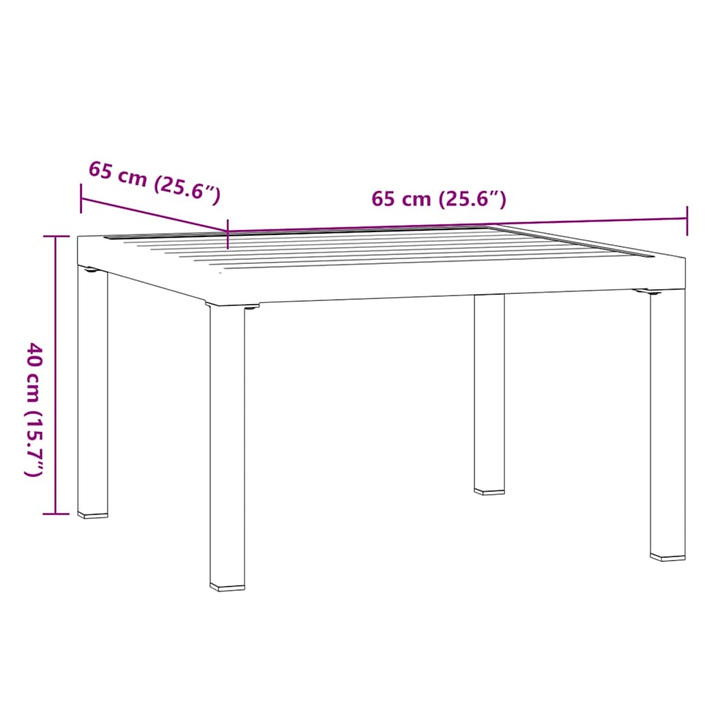 Mesa De Centro De Jardín Aluminio Negro 65X65X40 Cm