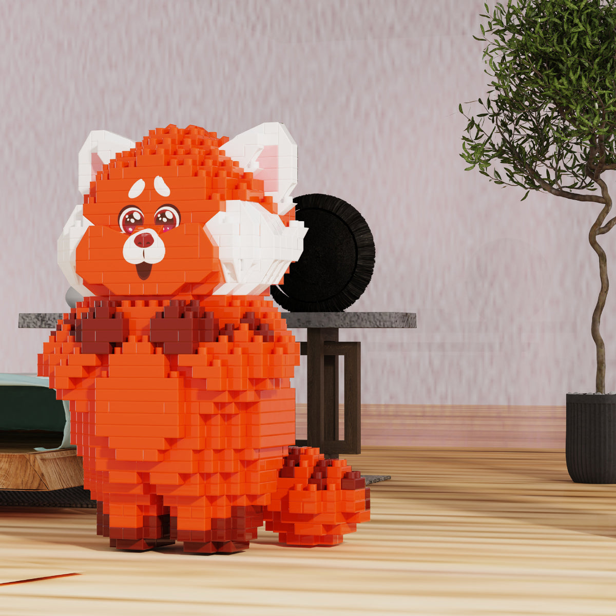 Cartoon Little Red Bear Building Block Puzzle Toy