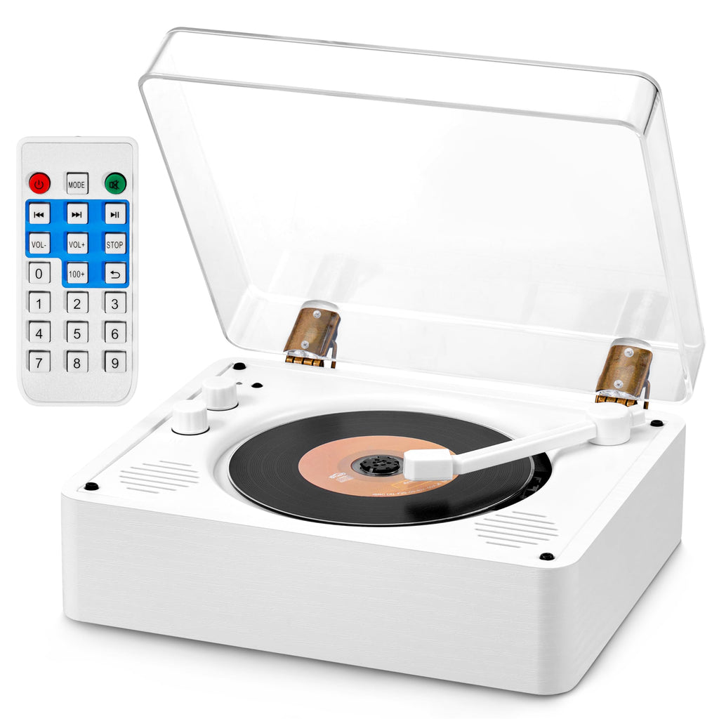 Vangoa CD Player for Home Small with HiFi Speakers Portable CD Player Rechargeable CD Player Double 3.5mm Headphones Jack for AUX Output USB Mode Home Music Player Vinyl Player Look Wooden