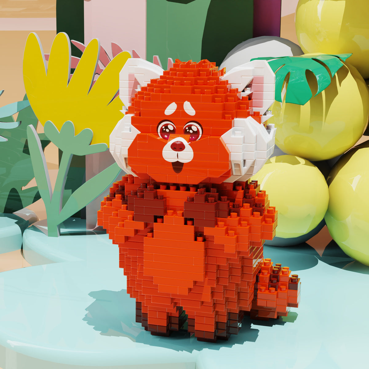 Cartoon Little Red Bear Building Block Puzzle Toy